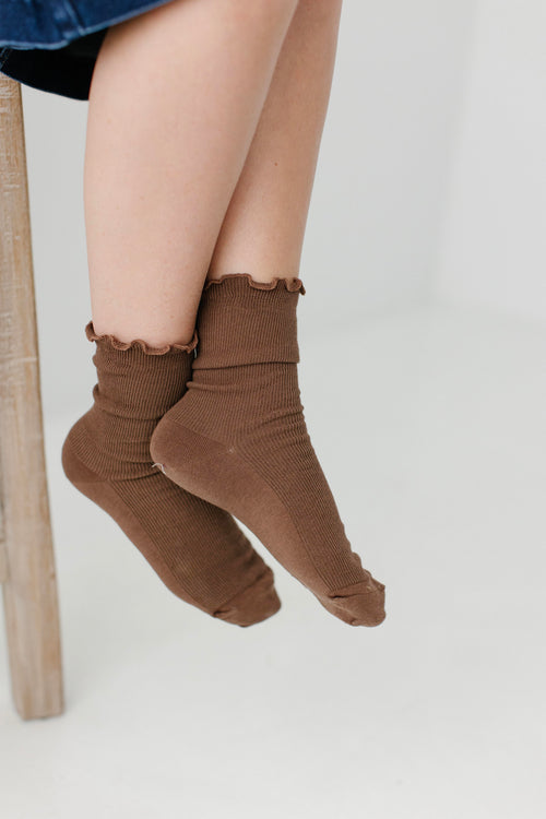 Cotton Blend Ruffle Socks